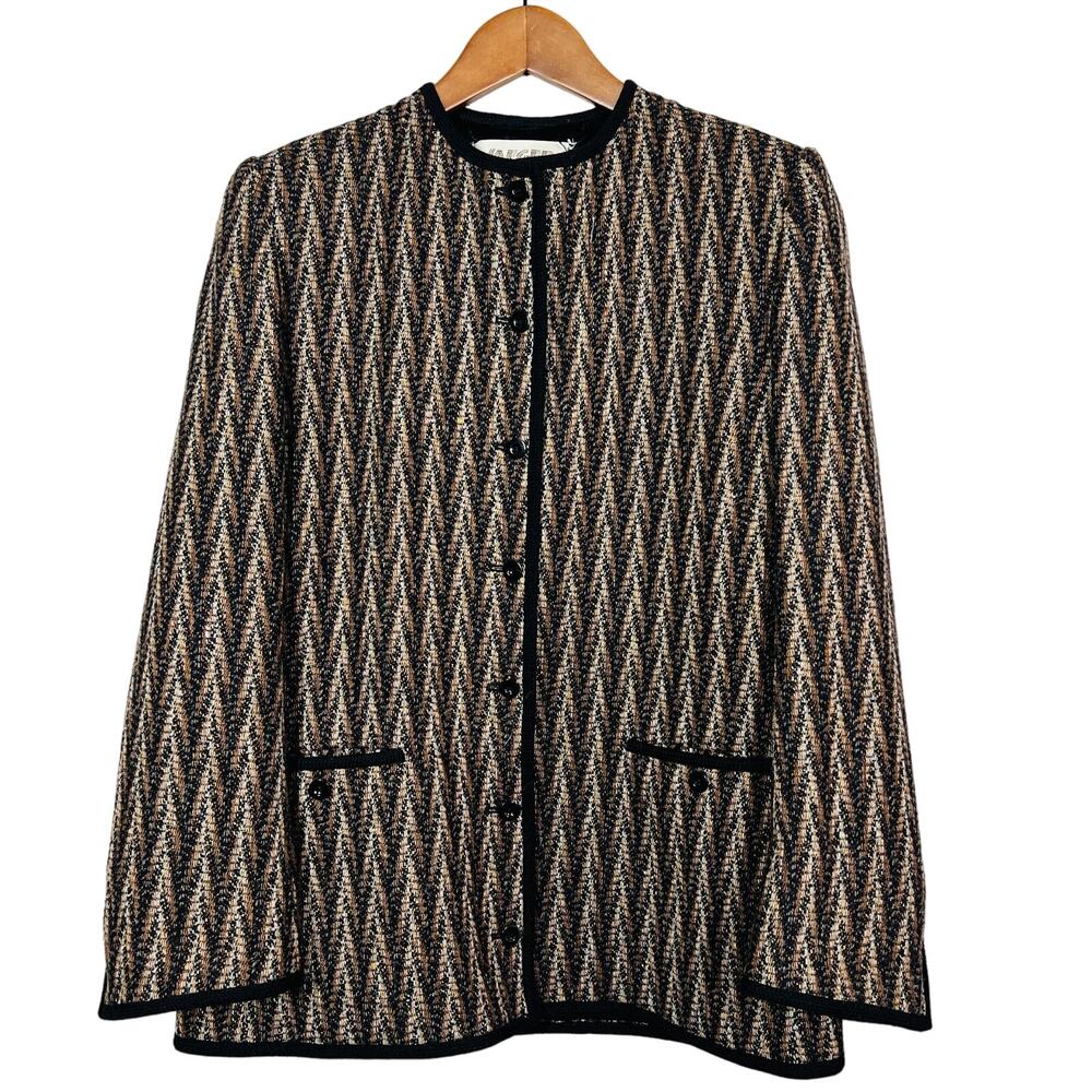 Vintage Jaeger London Knit Button Front Jacket Shacket Tweed Casual - 12
